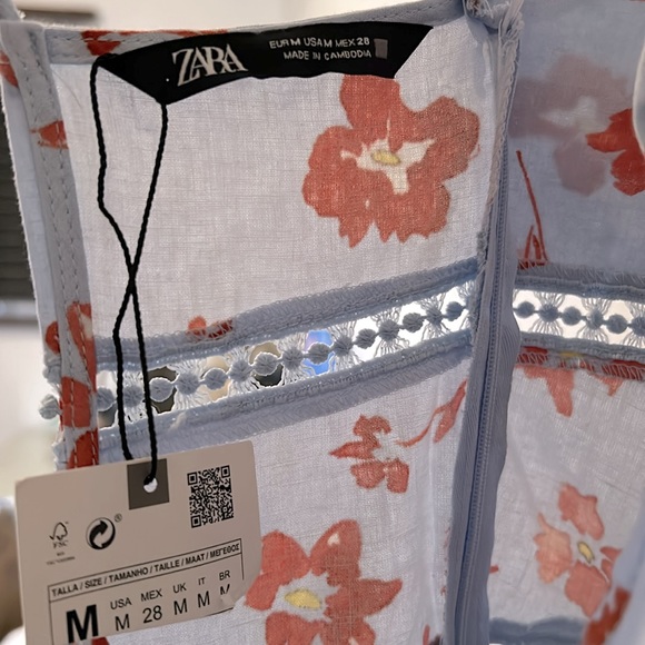 NWT Zara Floral Blue Dress - Picture 4 of 4